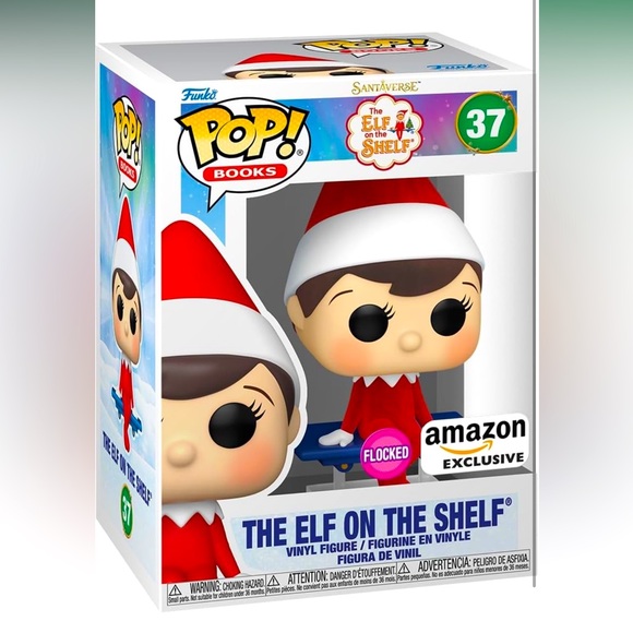 NWT #37 Funko Pop! Books: Elf on The Shelf- Elf (Flocked), Amazon Exclusive - Picture 1 of 3